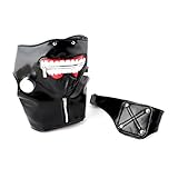 NUOLUX Halloween PU Leather Tokyo Ghoul Kaneki Ken Cosplay Mask Props Adjustable Zipper Mask Eye Patch (Black)