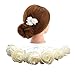 Produktbild Haar Clips mit weißen Textil-Blumen, Rosen-Blüten weiße Brautblüten Haarnadeln