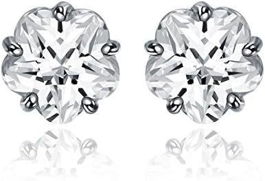 Lux and Glam-Cubic Zirconia Flower Design Stud Earrings-Sterling Silver
