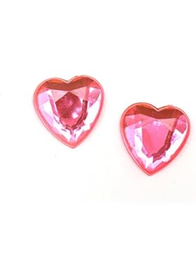 Idin Ohrclips - Rosa facettierte Herzen (ca. 14 x 14 mm)