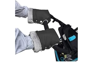 OKBY Gants d'hiver Poussette - Gants de Protection Poussette Poussette bébé Coton Chaud Mitten Poussette Main Muff Poussette bébé Gants Gants Chauds Accessoire (Couleur : Black)
