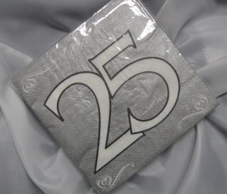 ## 20 Servietten 25, Silberhochzeit ##