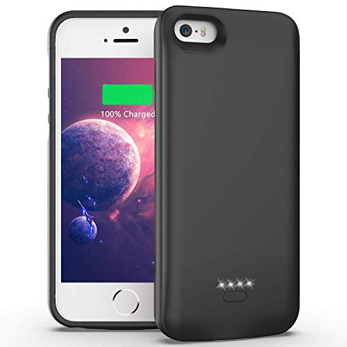 Ennotek Caricabatterie con batteria integrata 4000mAh per iPhone SE / 5s / 5 - Nero