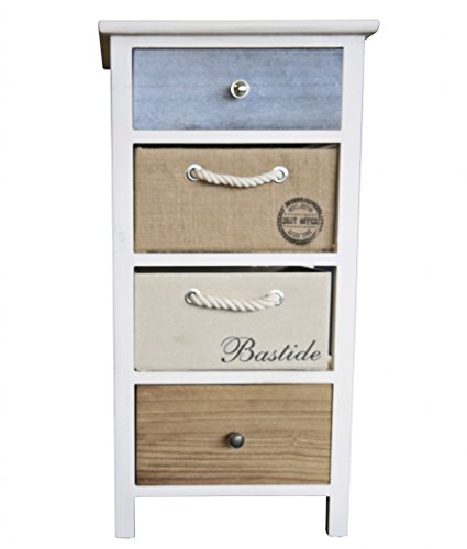 elbmöbel 74x38x28cm Kommode Schrank mit Schubladen bunt Landhaus Shabby Chic Vintage Weiß Körbe, Größe:Mittel