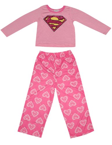 2 PCS SET: Supergirl Toddler Girls Fall / Winter Pajama Top & Pants Set 4T Pink