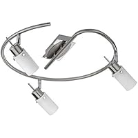 Foco LED de techo (3 focos acero plafón móviles Spots de cristal (iluminación de techo, lámpara de techo, Salón Proyección, Piso, 3 x 4 W, blanco cálido)