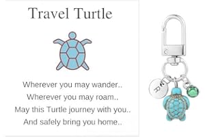 Doraler Travel Turtle Keyring With Birthstone, Travel Turtle Keychain,Safe Handbag Charms Gift,Cute Gifts For Her Someone Going Travelling,Good Luck Charm Gifts for Family Friends