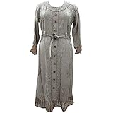 Mogul Interior Women's Maxi Embroide Rayon Dress Medium Grey
