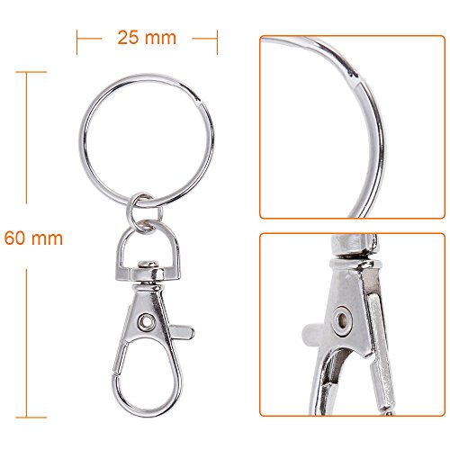 Lictin 20 Kleine Abnehmbare Drehverschlüsse für Schlüsselringe und 20 Silber Schlüsselkette für DIY - 3