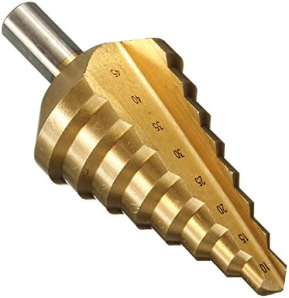Wishfive 10-45mm Golden Nitriding-HSS-Spira Nitriding Groove Core Hole Cutter Bit HSS Spiral Grooved Step Drill Bit