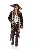 Incluye: abrigo de pirata, pantalones, sombrero, cinturón, un par de polainas.