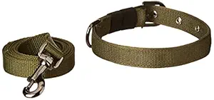 Pets Like Polyester Collar and Leash Set 25 mm(Olive Green)