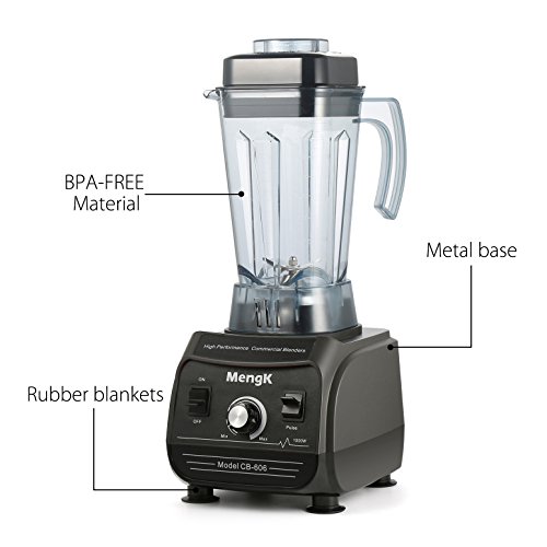 Standmixer, MengK Mixer mit 6 Klingen 2 Liter, Glas Edelstahl, Stufenloser Geschwindigkeitsregelung, Smoothie und Ice-Crush Programm, Pulse Taste, schwarz - 2