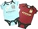 Brecrest Babywear Manchester City Football Club Core Short Sleeve Bodysuit (Pack of 2, Blue/ Red, 3 - 6 Months)