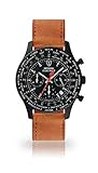 DETOMASO Firenze Herren-Armbanduhr Chronograph Analog Quarz schwarzes Edelstahlgehäuse schwarzes Zifferblatt - Jetzt mit 5 Jahre Herstellergarantie (Leder - Braun)