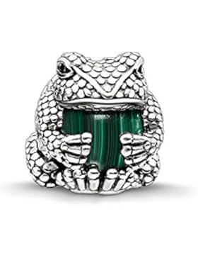 Thomas Sabo Damen-Bead Frosch Karma Beads 925 Sterling Silber geschwärzt Zirkonia schwarz imitierter Malachit...