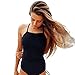Produktbild Ba Zha Hei Damen Bikini Frauen Badeanzug Push-Up gepolsterte BH gedruckt Bademode Overall Neckholder Bandage Bikini Strandmode Bademode (M, Schwarz)