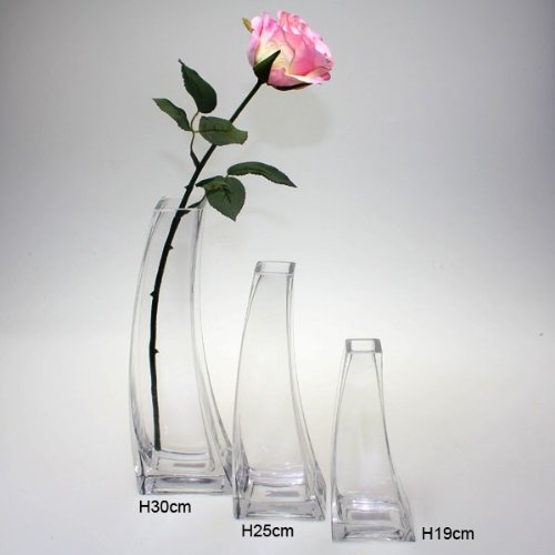 Vase Left Glasvase rechteckig geschwungen klar Höhe 19cm 25cm oder 30cm, Ausf:H25cm