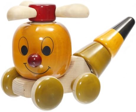 Chip Chop - Handmade Wooden Stacking &amp; Push Toy Helicopter Coloured with Natural Dyes