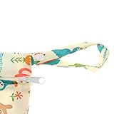 Baby-Wickeltasche, Wasserdicht, Reißverschluss, waschbar, wiederverwendbar, für Windeln, Design mit Tieren und Blumen, Beige - 8