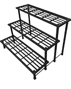 SS Engineers 3 Step Plant Stand 25x25x1.2 mm metail Tube, Size- Width 100 cm, x Height 70 cm x Depth 70 cm, Colour Black
