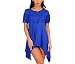 Produktbild hippolo Frauen Farbe Kurze Ärmel unregelmäßige Quaste Damen Kleid Fashion Kleid blau XL
