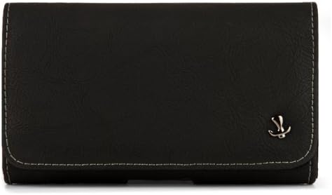 SLectionAccess Horizontal Vegan Leather Pouch Case with Belt Clip and Magnetic Flap (L) Interior Dimensions 5.2 x 3 x 0.7 Inches - Retail Packaging - Black