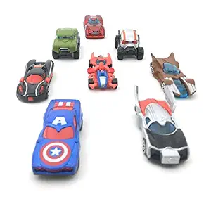 kidsROAR 10pcs Superhero Style Metal Friction Powered Die-cast Cars Playset Metal Car Toy for Kids Toys Pull Back Vehicles for Kids Boys Girls Toddlers, Toy Cars Party Gift Favors for Children,