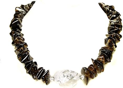 Charming necklace of Smoke Quartz and a Rock Crystall * Very beautiful gemstones * New * Top * Amazing semiprecious stones, each one is unique! *