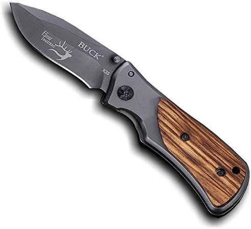 HANDMADE 18CM AWESOME FOLDING POCKET KNIFE MADE WITH REAL DAMASCUS STEEL WITH MICARTA WOOD HANDLE AND DAMASCUS BOLSTERS:(BDM-144)