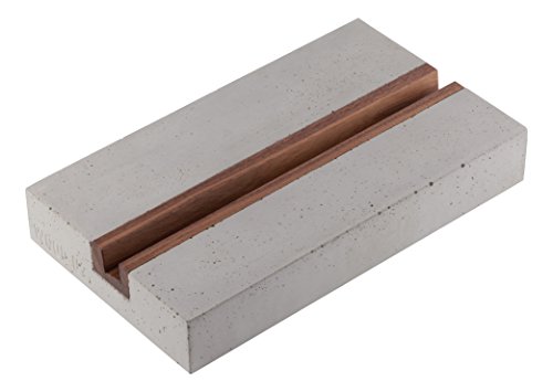 WOOD U? STYLE – Halterung für iPad und Tablets aus Beton mit schöner Holzleiste (Nussbaum) - 4