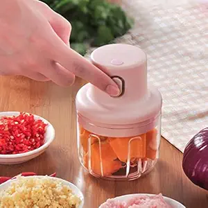 Placehap Mini Garlic Chopper with USB Rechargeable Cable Powerful Small Food Processor For Spice Vegetable Nuts 250ML Pack of 1.