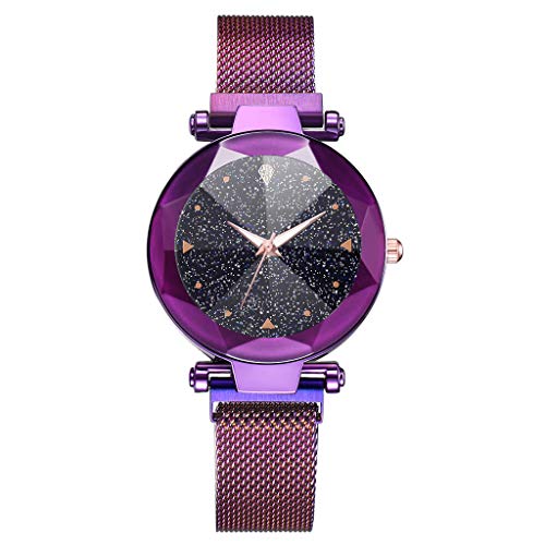 Preisvergleich Produktbild Skryo_ Uhren&Uhrenarmbänder Skryo Mode Sternenhimmel Himmel Konvex Glas Quarz Mesh Mit Magnetisch Damenuhr mit Schnalle (Lila)