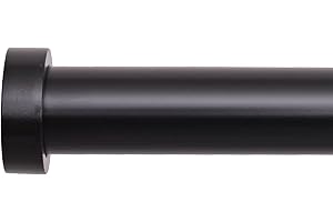 BOOM JOG Curtain Pole 76 cm to 316 cm (30" to 124") Black Extendable Curtain Pole 25 mm (1") Diameter Curtain Rod With Cap finials