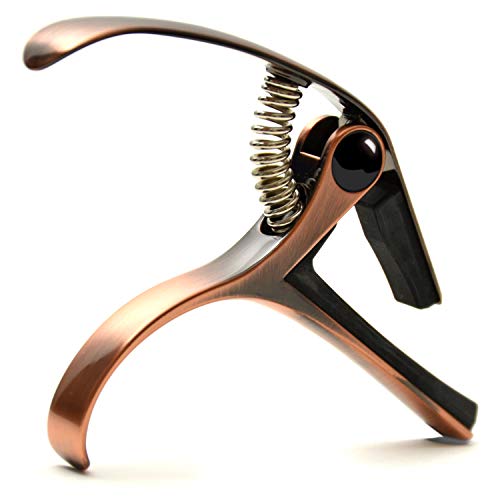 Capotasto Elagon BMZ in bronzo per chitarra - capotasto + panno antipolvere e custodia e innovativi cuscinetti a pressione intercambiabili che si adattano alla curvatura del manico della chitarra.