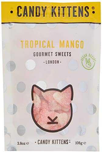 Candy Kittens Vegan Sweets - Gluten-Free - Natural Fruit Flavour Candy - Gummy Chewy Gourmet Sweets - Tropical Mango, 108g (Single)