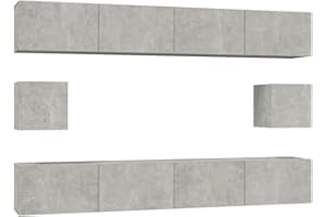 DJEKA 6pz Parete Attrezzata Soggiorno Mobili TV Soggiorno Moderni Sospesi Set di Mobili Porta TV in Legno Multistrato Grigio Cemento