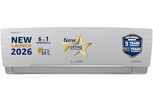 Lloyd 1.5 Ton 3 Star Inverter Split AC, 2026 New Star Rated (6 in 1 Convertible, Cools Up To 54°C, Turbo Cool, Installation Check, Clean Filter Indication, 100% Copper, White (GLS18I3AGGSC)