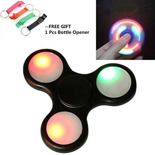 LED Light Tri Fidget Spinner EDC ADHD Focus Toy Ultra Durable High Speed Hybrid Ceramic Bearing 1-3 Min Spins Non-3D Printed (Black) LED Light Tri Fidget Spinner EDC ADHD Focus Toy Ultra Durable High Speed Hybrid Ceramic Bearing 1-3 Min Spins Non-3D Printed (Black)
