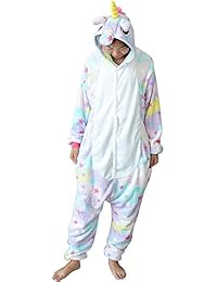Pijama Unicornio para Adultos Pijama Animal Invierno Entero de Franela Unisex Pijama Mono Animal Disfraz Navidad para Mujer Hombre