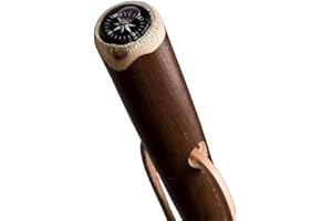 STOCK-FACHMANN Bâton de randonnée couleur châtaigne avec dragonne en cuir et boussole