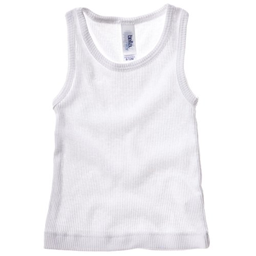 New Bella Canvas Baby Infant Cotton 2x1 Rib Tank Top Vest White 12/18mo.