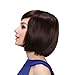 Bigood Smooth Sweet Bob hairstyle Inclined bang Dark Buckle brown Wig 32cm