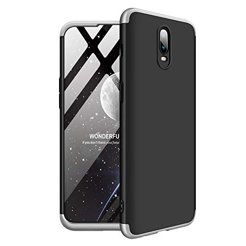 Aidinar OnePlus 6T Case, Bumper and Anti-Scratch Hard Cover Case Bag 360 degree Full Cover Case for OnePlus 6T (Black + Silver)