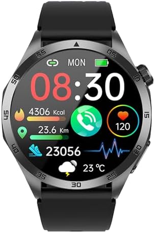 VALDUS Knauermann PRO 3 Fan Edition rotondo (2025) nero, orologio sanitario, smartwatch con funzione telefonica, ECG Plus HRV e funzione SOS, BT Bluetooth, apnea del sonno, cinturino in silicone nero,