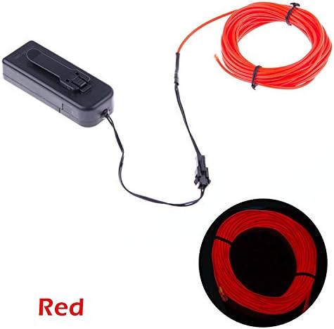EL Wire 3m- TopYart Neon LED Light Glow EL Wire Battery Pack String Strip Rope Tube Car Dance Party + Controller[Red]