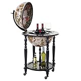 Flaschenhöhe bis max. 27 cm Globusbar HWC-A78, Minibar Hausbar Weinregal, Weltkugel rollbar, Ø 42cm Eukalyptusholz