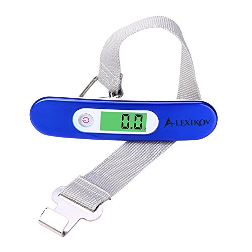Preisvergleich Produktbild Digitale Kofferwaage / ALEXIKOV / Gepäckwaage / Hängewaage LCD-Anzeige mit Beleuchtung / Tara-Funktion / bis 50KG / Blau