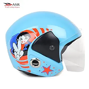 ASR Ahad Safety Rider Ezee Junior Half face Kids Helmet for Cycle & Motorcycle 4 to 10 Years (Sky Blue Extra Small)