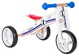 BIKESTAR® Frühstarter Kinderlaufrad für freche Zwerge ab ca. 18 Monaten ★ 7er Natur Holz Edition ★ Weiß Blau Rotes Rally Design - 2